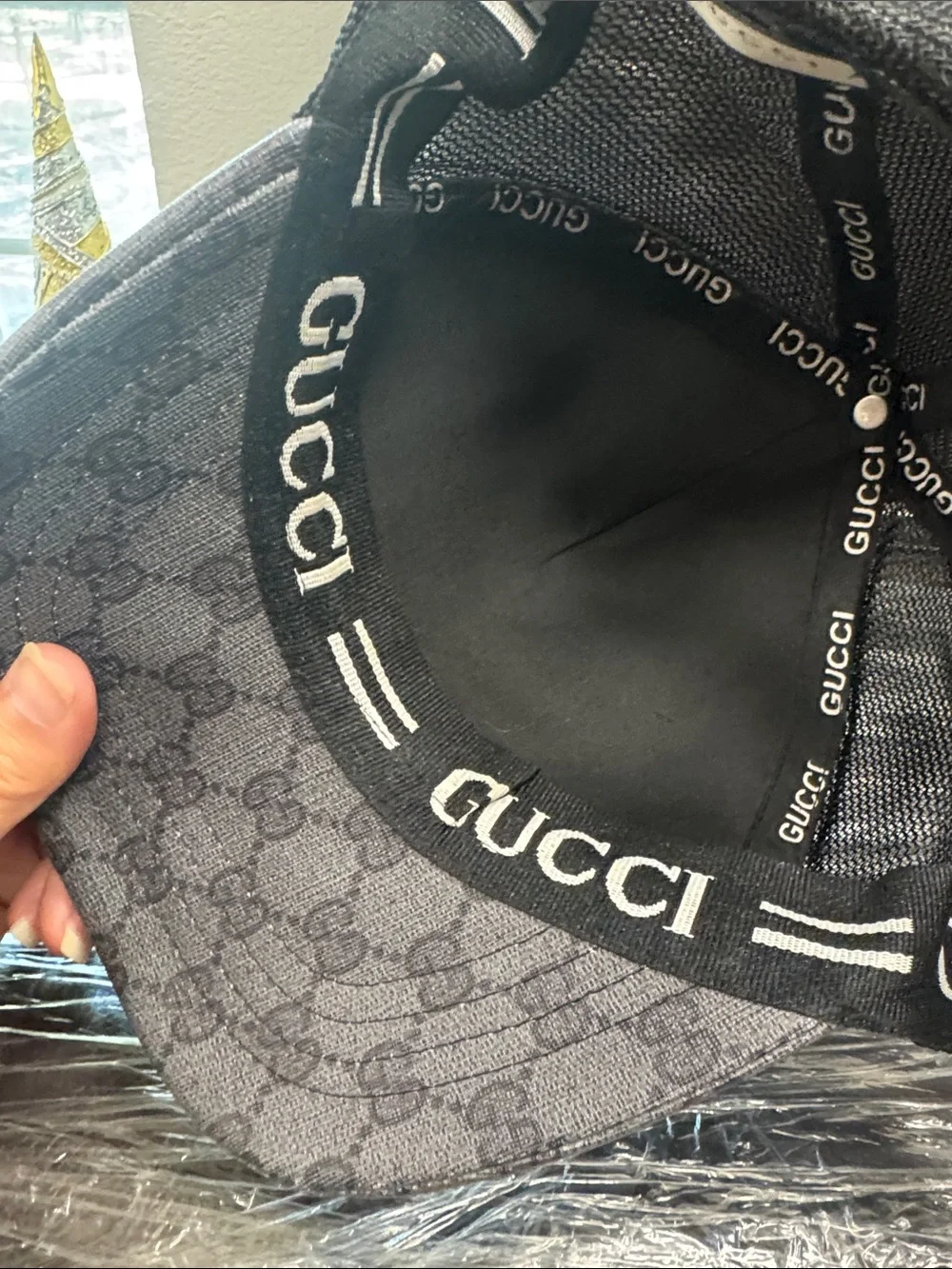 Gucci Gray Monogram Trucker Cap with Multicolor Tiger Patch